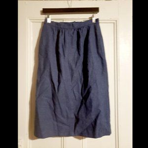 Vintage Blue Tweed Wool Pencil Skirt